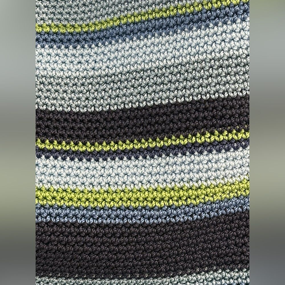 Lina Striped Crochet Shoulder Bag in Navy Blue, Gray and Green - Picture 6 of 16